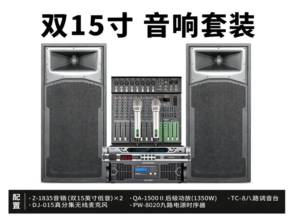 双15寸音响套装 全套设备